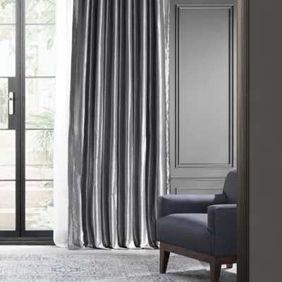 Half Price Drapes Platinum Faux Silk Taffeta Blackout Curtain In Silver