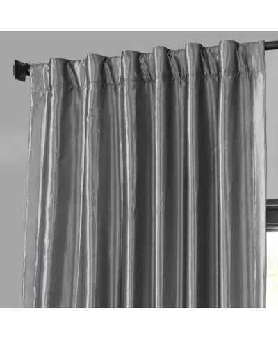 Half Price Drapes Platinum Faux Silk Taffeta Blackout Curtain In Silver