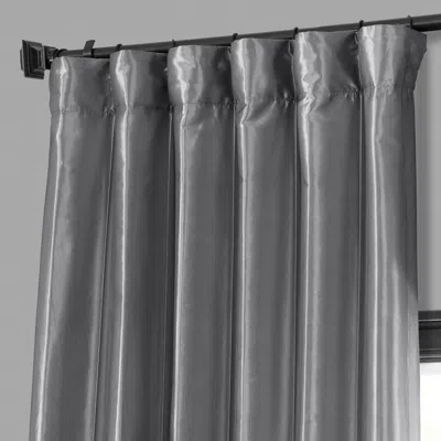 Half Price Drapes Platinum Faux Silk Taffeta Blackout Curtain In Silver