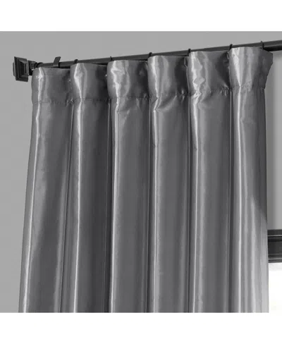 Half Price Drapes Platinum Faux Silk Taffeta Blackout Curtain In Silver