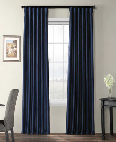 Half Price Drapes Navy Blue Faux Silk Taffeta Blackout Curtain In Blue