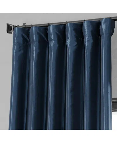 Half Price Drapes Navy Blue Faux Silk Taffeta Blackout Curtain In Blue