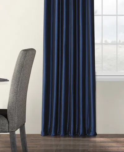 Half Price Drapes Navy Blue Faux Silk Taffeta Blackout Curtain In Blue