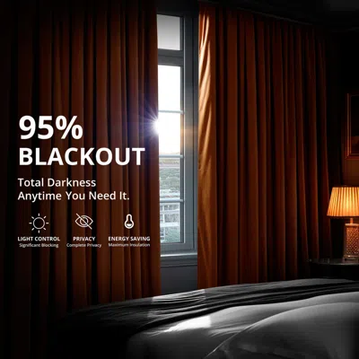 Half Price Drapes Burnt Pumpkin Signature Velvet Blackout Curtain