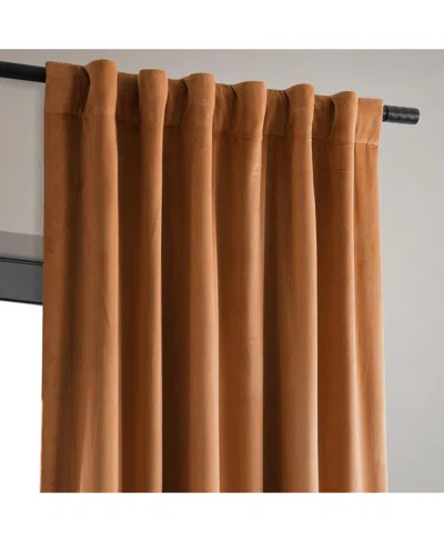Half Price Drapes Burnt Pumpkin Signature Velvet Blackout Curtain