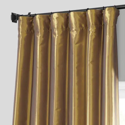 Half Price Drapes Golden Spice Faux Silk Taffeta Blackout Curtain In Gold