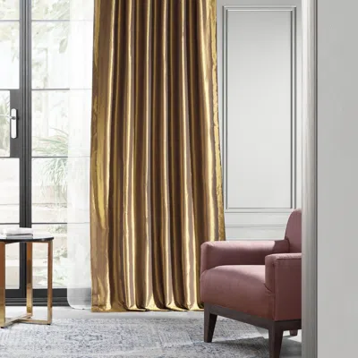 Half Price Drapes Golden Spice Faux Silk Taffeta Blackout Curtain In Gold