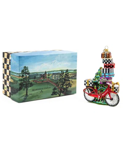 Mackenzie-childs Holiday Special Delivery Bike Ornament In Multi