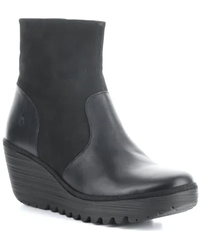 Fly London Yuxi Suede & Leather Boot In Black
