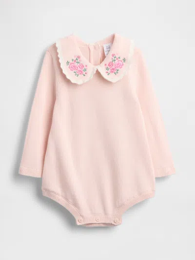 Gap Baby Embroidered Sweater Bodysuit In Pink