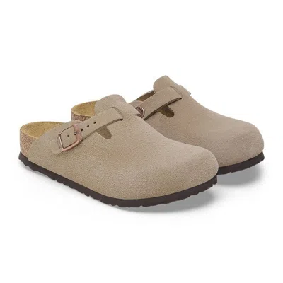 Birkenstock Kids Suede Leather Boston Clogs In Brown