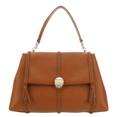 Chloé Chloe Grained Bull Leather Large Penelope Shoulder Bag In Brown