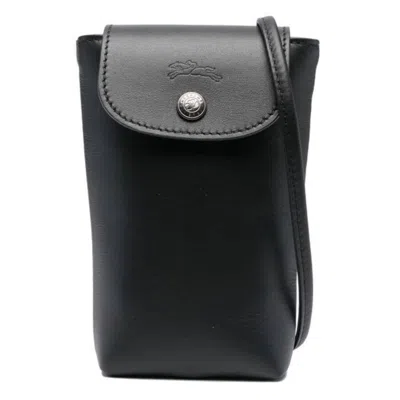 Longchamp Le Pliage Xtra Phone Case With Leather Lace Black In Black