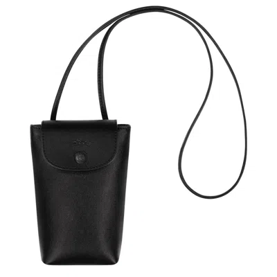 Longchamp Le Pliage Xtra Phone Case With Leather Lace Black In Black