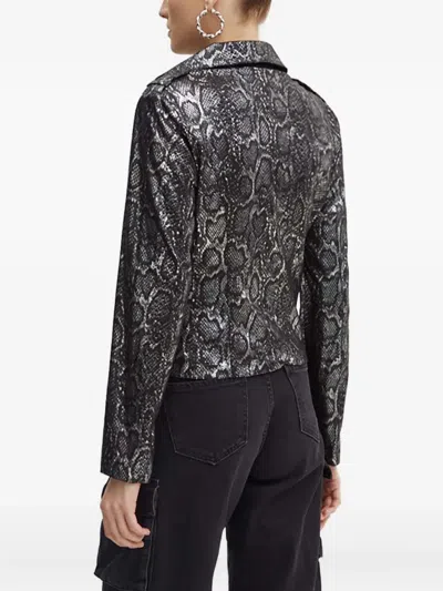 Guess Usa Snakeskin-pattern Zip Jacket In Black