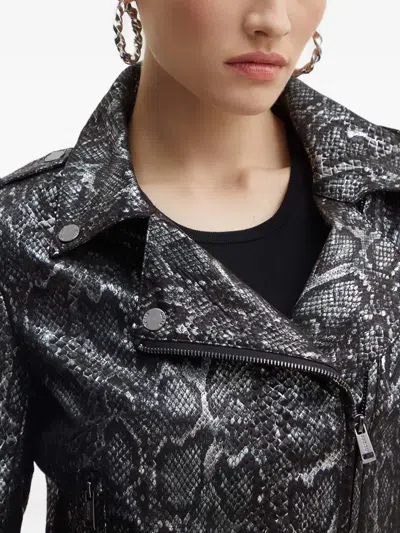 Guess Usa Snakeskin-pattern Zip Jacket In Black