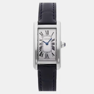 Pre-owned Cartier Tank Americaine Small Model Wsta0016 Silver Quartz Stainless Steel Men's Wristwatc