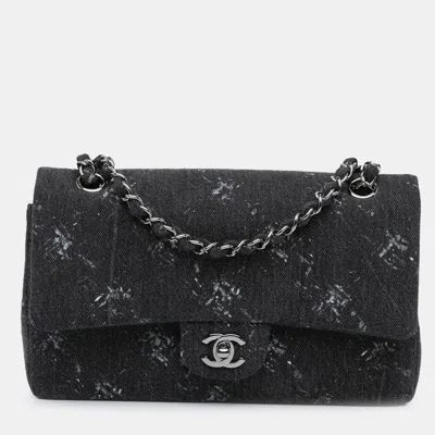 Pre-owned Chanel Black Medium Denim Double Flap