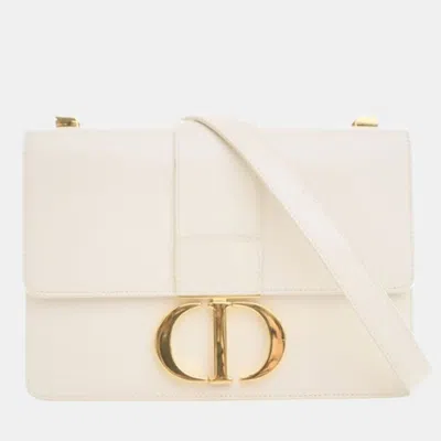 Pre-owned Dior Box Calfskin Montaigne 30 In White