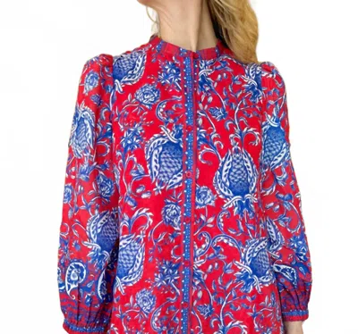 Joy Joy Paisley Blouse In Blue Vines In Multi