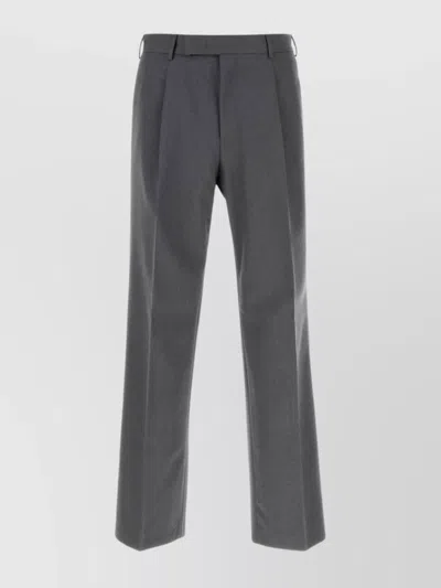 Pt Torino Tailored Wool Trousers With Pleats And Pockets In Gray
