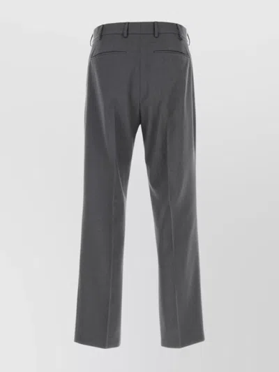 Pt Torino Tailored Wool Trousers With Pleats And Pockets In Gray