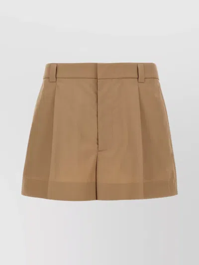 Gucci Tailored Cotton Shorts With Pockets And Pleats In Brown