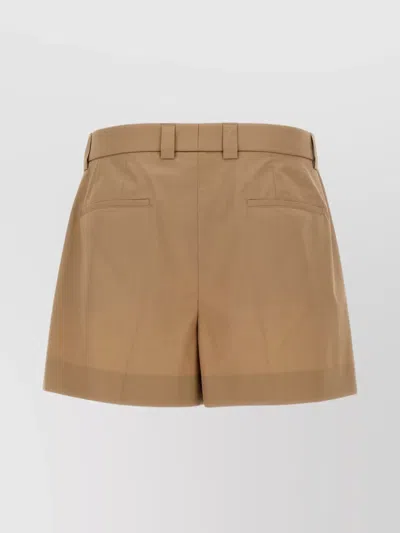 Gucci Tailored Cotton Shorts With Pockets And Pleats In Brown