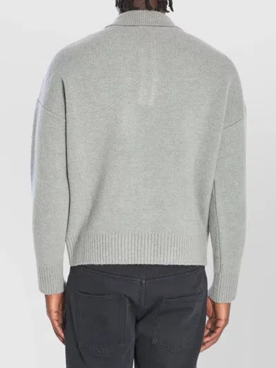 Ami Alexandre Mattiussi Ami Paris Women Ami De Coeur Wool Polo Shirt In Gray