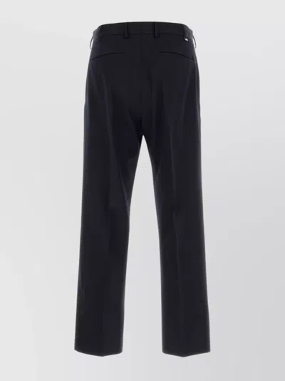 Pt Torino Tailored Wool Trousers With Pleats And Belt Loops In Black