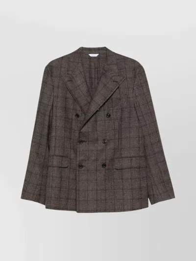 Boglioli Double-breasted Wool Blend Check Blazer In Brown