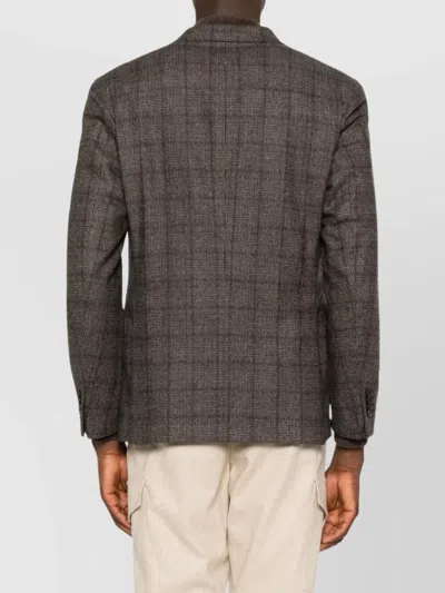 Boglioli Double-breasted Wool Blend Check Blazer In Brown