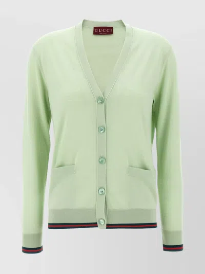 Gucci Extra Fine Cashmere Silk Cardigan In Green