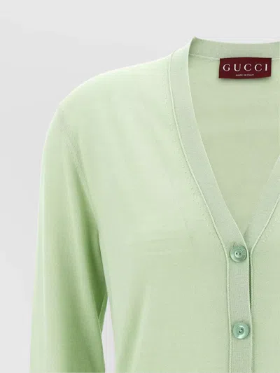 Gucci Extra Fine Cashmere Silk Cardigan In Green