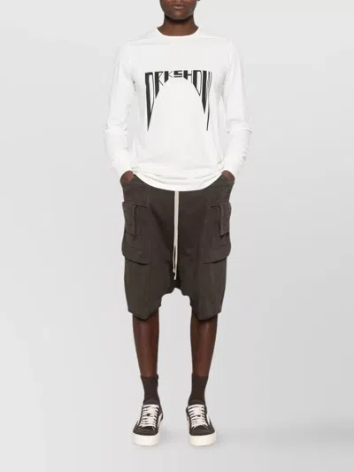 Rick Owens Drkshdw Graphic Long Sleeve Crew Neck T-shirt In White