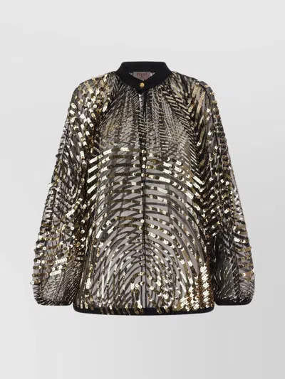 Pucci Sheer Blouse With Long Sleeves And Sequins In Black