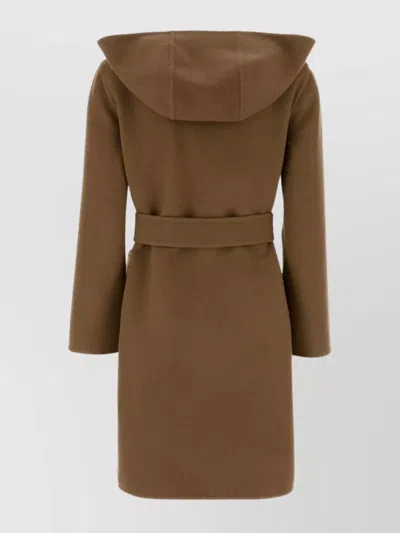 Burberry Reversible Wool Coat Belted Waist In Brown