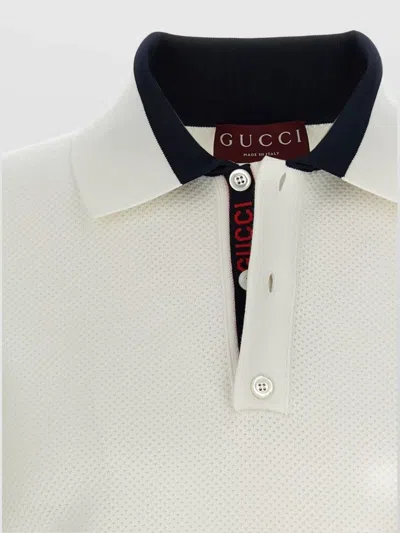Gucci Intarsia Design Polo Shirt With Contrast Trim In White