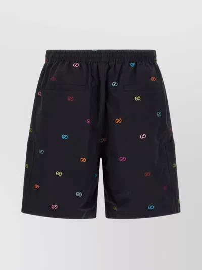 Gucci Bermuda Shorts With Elastic Waistband And Pockets In Black