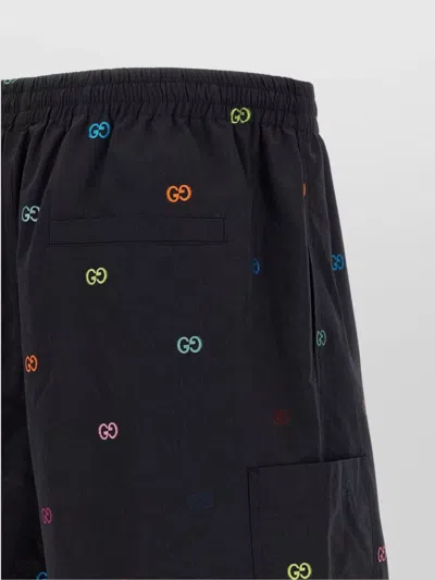 Gucci Bermuda Shorts With Elastic Waistband And Pockets In Black