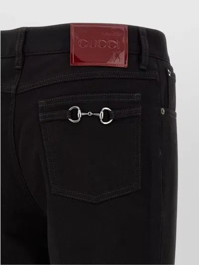 Gucci Cropped Denim Trousers Five Pocket Style In Black