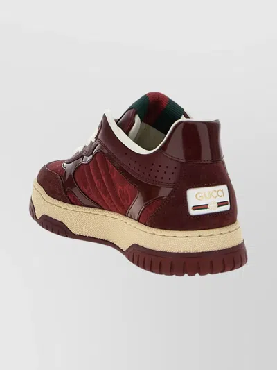Gucci Burgundy Leather And Gg Supreme Fabric Re-web Sneakers In Burgundy