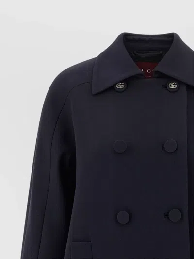 Gucci Double-breasted Trapeze Silhouette Coat In Black