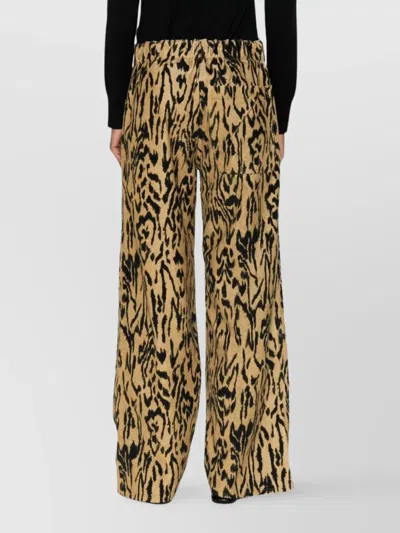 Forte Forte Animal Print Wide Leg Straight Trousers In Brown