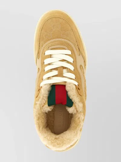 Gucci Perforated Accent Re-web Style Sneakers In Brown