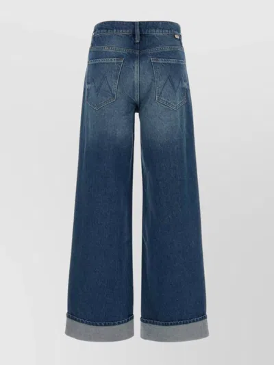 Mother Womens Green Thumb The Headliner Sneak Wide-leg Denim Jeans In Blue