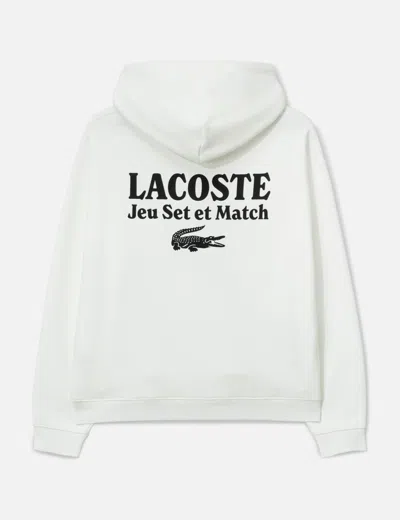Lacoste Men's Multi Print Fleece Hoodie In White