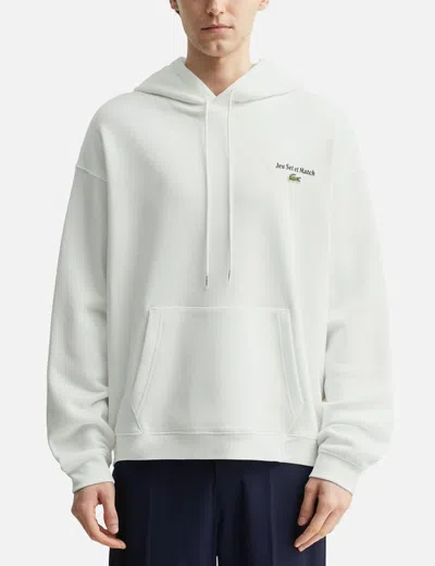 Lacoste Men's Multi Print Fleece Hoodie In White