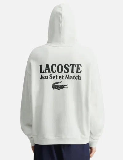 Lacoste Men's Multi Print Fleece Hoodie In White