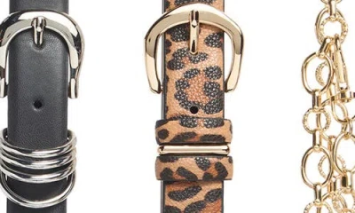 Vince Camuto 3-for-1 Faux Leather & Chain Belt Set In Brown